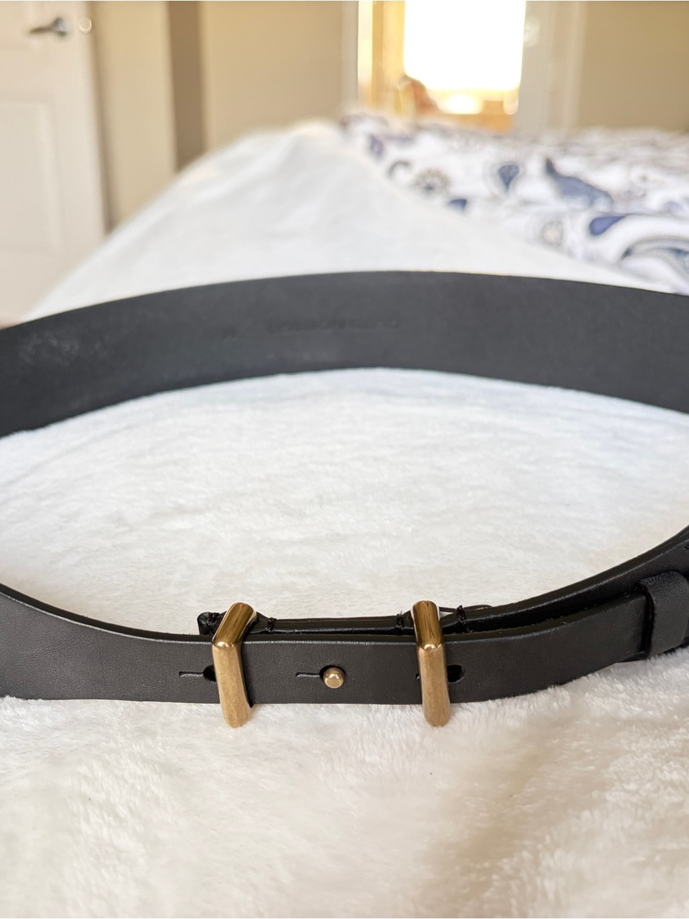 Club Monaco Black Leather Strap with Embossed Logo